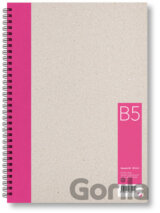 Kroužkový zápisník B5, čistý, růžový, 50 listů