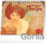 NOTIQUE Stolový kalendár Alfons Mucha 2025, 16,5 x 13 cm