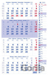 Nástěnný Čtyřměsíční kalendář 2025 modrý s poznámkami