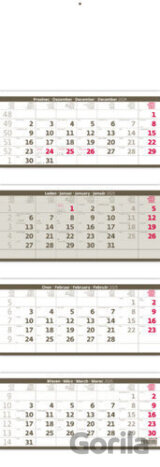 Čtyřměsíční skládaný kalendář 2025 šedý - nástěnný kalendář