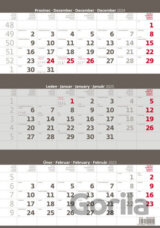 Tříměsíční kalendář šedý 2025 - nástěnný kalendář