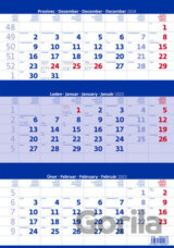 Tříměsíční kalendář modrý 2025 - nástěnný kalendář