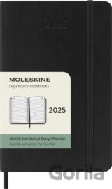 Moleskine – 12-mesačný týždenný horizontálny diár 2025 - čierny