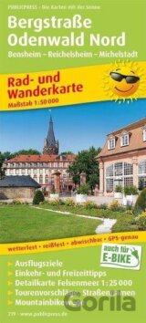 Bergstraße Odenwald sever, Bensheim-Reichelsheim-Michelstadt 1:50 000 / cyklistická a turistická mapa