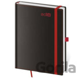 Diář 2018 - Black Red/týdenní B6 s gumičkou a poutkem na propisku