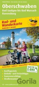 Horní Švábsko, Bad Saulgau do Bad Wurzach, Ravensburg 1:50 000 / cyklistická a turistická mapa