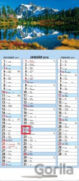 Štandard 3-mesačný stĺpcový kalendár 2018 s motívom horského jazera