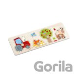 Drevené vkladacie puzzle s úchytom Farma