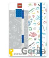 LEGO Zápisník A5 s modrým perom - biely, modrá doštička 4x4