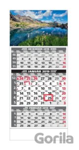 Štandard 3-mesačný kalendár 2019 s motívom horského jazera