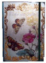 Zápisník s gumičkou - Rose and butterfly (růže a motýli)