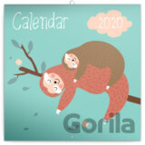 Poznámkový nástěnný kalendář Calendar 2020 (Šťastní lenochodi)