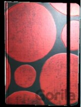 Zápisník s gumičkou A5 145x210 mm  černý s červenými koly