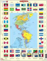 Puzzle MAXI - Mapa Ameriky + vlajky/70 dílků