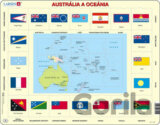 Puzzle MAXI - Mapa Austrálie a Oceánie + vlajky/35 dílků
