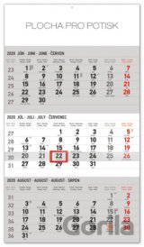 Nástenný kalendár 3mesačný štandard 2020 šedý