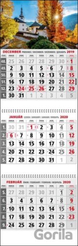 Klasik 3-mesačný sivý nástenný kalendár 2020 s motívom historického mesta