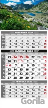 Štandard 3-mesačný sivý nástenný kalendár 2020 s motívom horského jazera