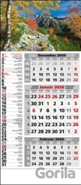Štandard kombinovaný 3-mesačný sivý nástenný kalendár 2020 s motívom hôr