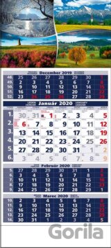 Štandard 4-mesačný modrý nástenný kalendár 2020 s motívm štyroch ročných období