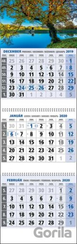Klasik 3-mesačný modrý nástenný kalendár 2020 s motívom jazera