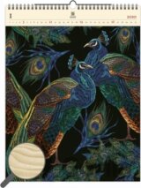 Luxusní dřevěný kalendář 2020: Peacocks