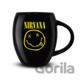 Čierný keramický oválny hrnček Nirvana: Smiley