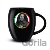 Černý keramický oválny hrnček Bob Marley: Tricolour Circle