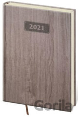 Diář 2021: Wood tmavě hnědá, A5 denní