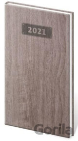 Diář 2021: Wood tmavě hnědá, kapesní týdenní