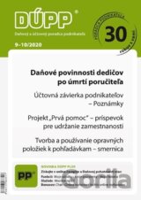 DUPP 9-10/2020 Daňové povinnosti dedičov po úmrtí poručiteľa