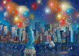 Statue of Liberty with fireworks