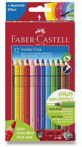 Faber - Castell Pastelky trojhranné Jumbo Grip - rozmývatelné 12 ks + ořezávátko