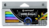 Centropen SHINE 4 BLACK Popisovače - sada 6 metalických barev