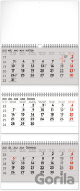 Nástenný kalendár 3 - mesačný štandard skladací 2021 šedý