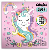 Poznámkový nástěnný kalendář Calendar 2021 (Šťastní jednorožci)