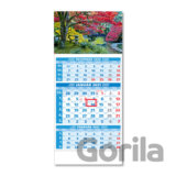 Štandard 3-mesačný modrý nástenný kalendár 2021 - park
