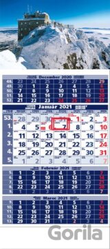 Štandard 4-mesačný modrý nástenný kalendár 2021 s motívom zimnej krajiny