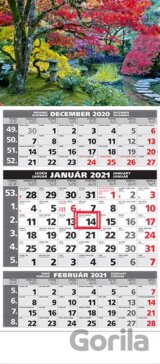Štandard 3-mesačný sivý nástenný kalendár 2021 - park