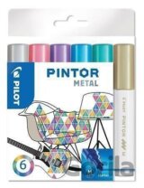 Sada 6 kusov akrylových popisovačov Pintor, (M) stredné, mix metalických farieb