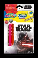 Colorino Star wars - pastelky trojhranné 12 barev + ořezávátko