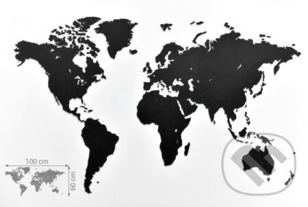 Luxusná drevená mapa sveta – čierna 156x90cm - 