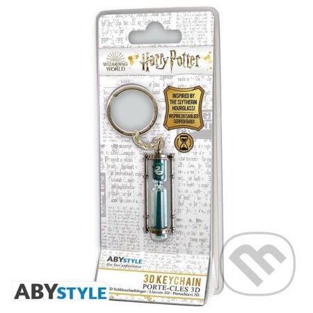 Harry Potter 3D kovová kľúčenka - Presýpacie hodiny Slizolin - 