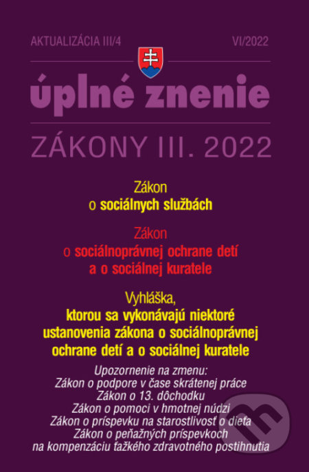 Aktualizácia III/4/2022 - Sociálne služby a sociálnoprávna ochrana detí - 