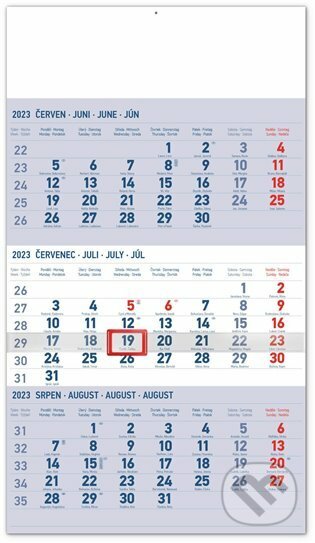 Nástěnný kalendář 3měsíční standard modrý 2023 - 