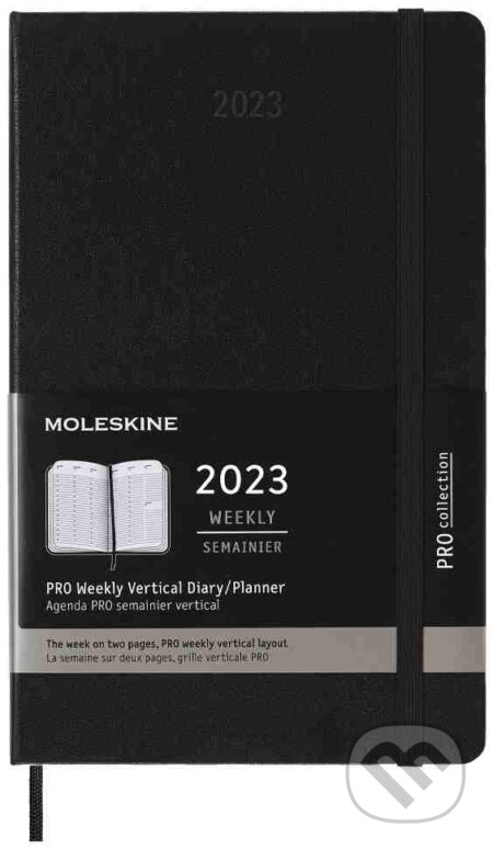 Moleskine – 12-mesačný čierny vertikálny PRO diár 2023 - 