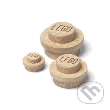 LEGO drevený vešiak na stenu, 3 ks (svetlé drevo) - 