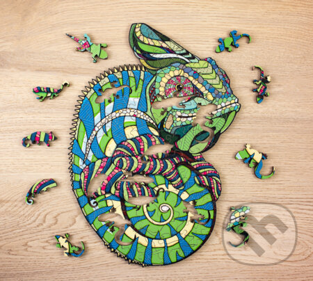 Drevené puzzle – chameleón veľkosť M