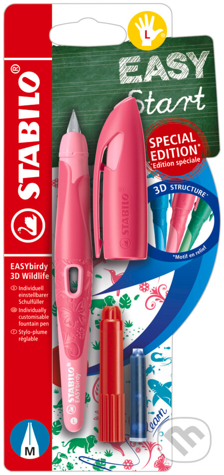 Ergonomické školské plniace pero pre ľavákov so štandardným hrotom M - ružová - 