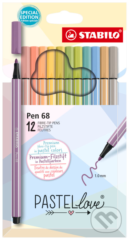 Prémiový vláknový fix - STABILO Pen 68 - Pastellove  - 12 ks - 